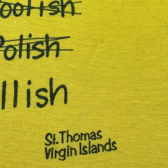 Vintage St. Thomas Virgin Islands 1980s Yellow Graphic Travel Tourism Tee tshirt - Picture 3 of 5
